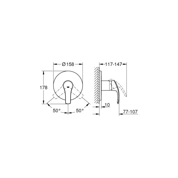 Grohe Eurosmart  Ankastre Duş Bataryası 1 çıkışlı- 24042002