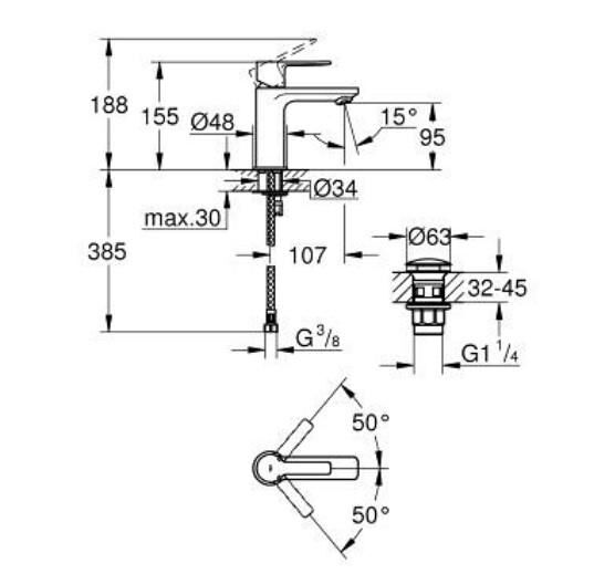 Grohe Lineare Tek kumandalı lavabo bataryası 1/2″ XS-Boyut - 23791AL1