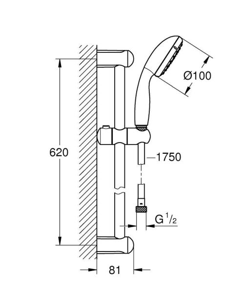 Grohe Tempesta 100 Sürgülü Duş Seti 2 Akışlı 2759810E