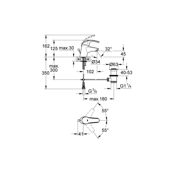 Grohe Eurosmart Tek Kollu Lavabo Bataryası 1/2 ″ S-Size 32925001