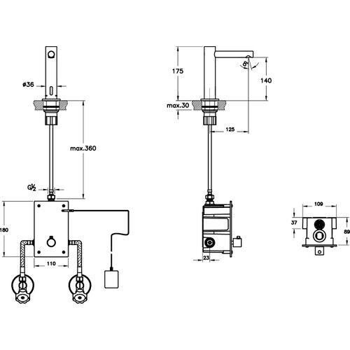 VitrA Origin A4721336 Temassız Lavabo Bataryası, Elektrikli, Çift Su Girişli, Mat Siyah