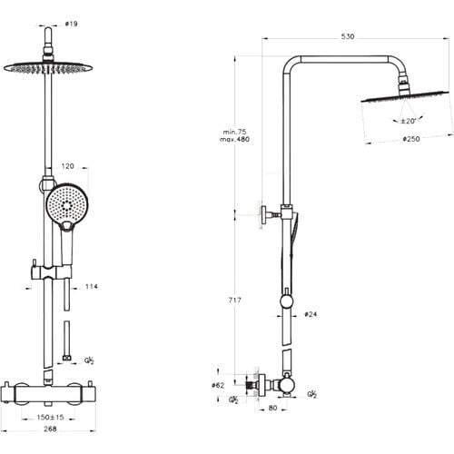 Artema Aquaheat A47201 Bliss 250 Termostatik Duş Kolonu