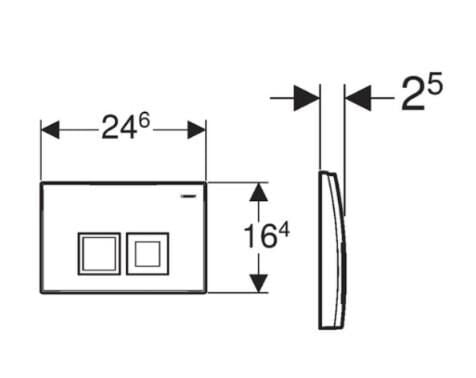 Geberit Delta50 Kumanda Kapağı, Çift Basmalı, Mat Krom - 115.135.46.5