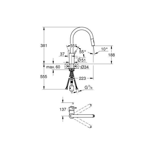 Grohe Concetto Evye Bataryası-31483002