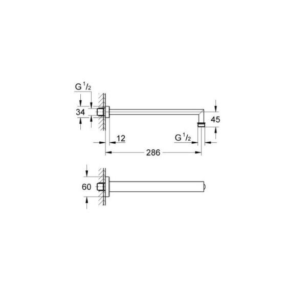Grohe Rainshower® Tepe Duşu Dirseği 286 mm - 27709000