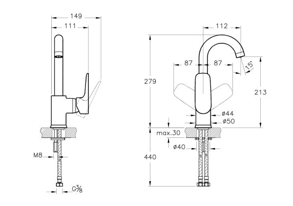 Artema X-Line Lavabo Bataryası Döner Borulu A42402