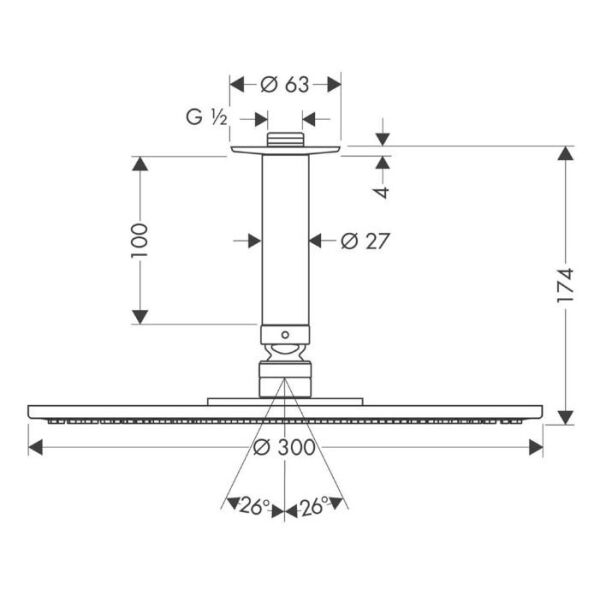 Hansgrohe Raindance S 300 Air Plate Tepe Duşu,Krom