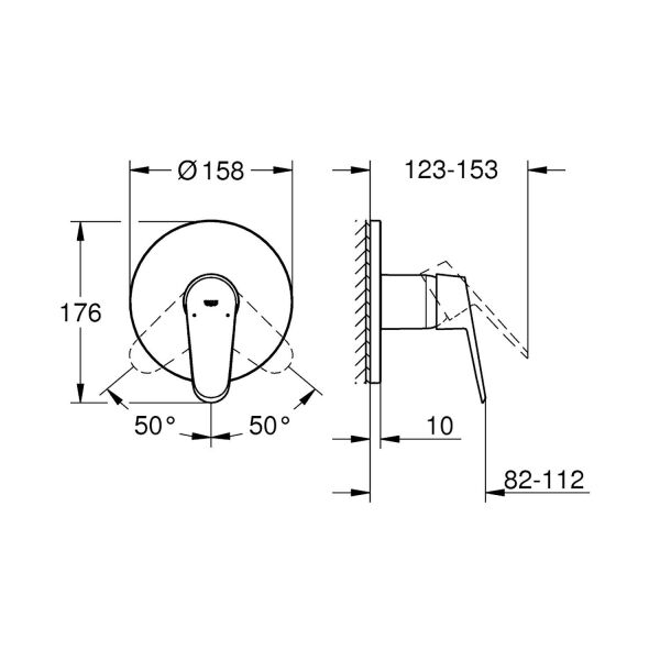 Grohe Ankastre Duş Bataryası 1 Çıkışlı Eurodisc Krom - 24055002