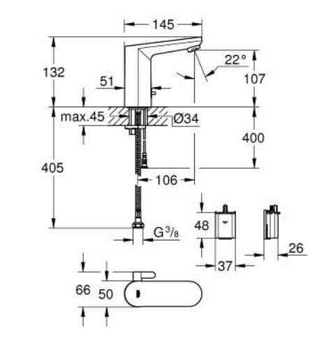 Grohe Eurosmart Cosmopolitan Elektronik Lavabo Bataryası 1/2'' - 36327002