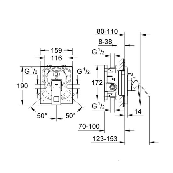 Grohe Eurocube Ankastre Banyo Duş Bataryası - 19896000