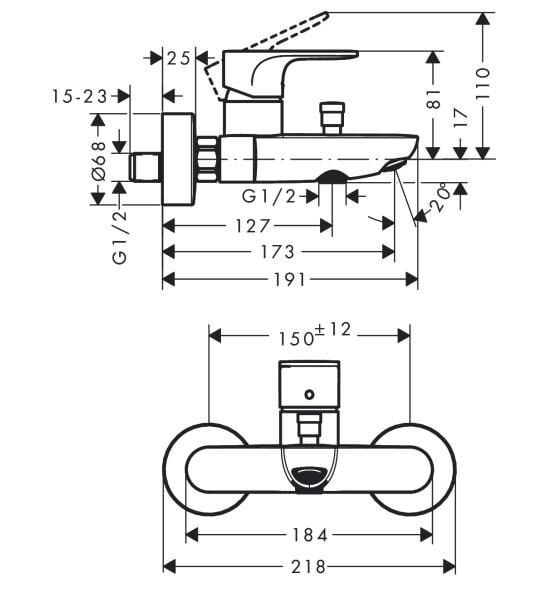 Hansgrohe Rebris S Bide Banyo Bataryası Krom - 72440000