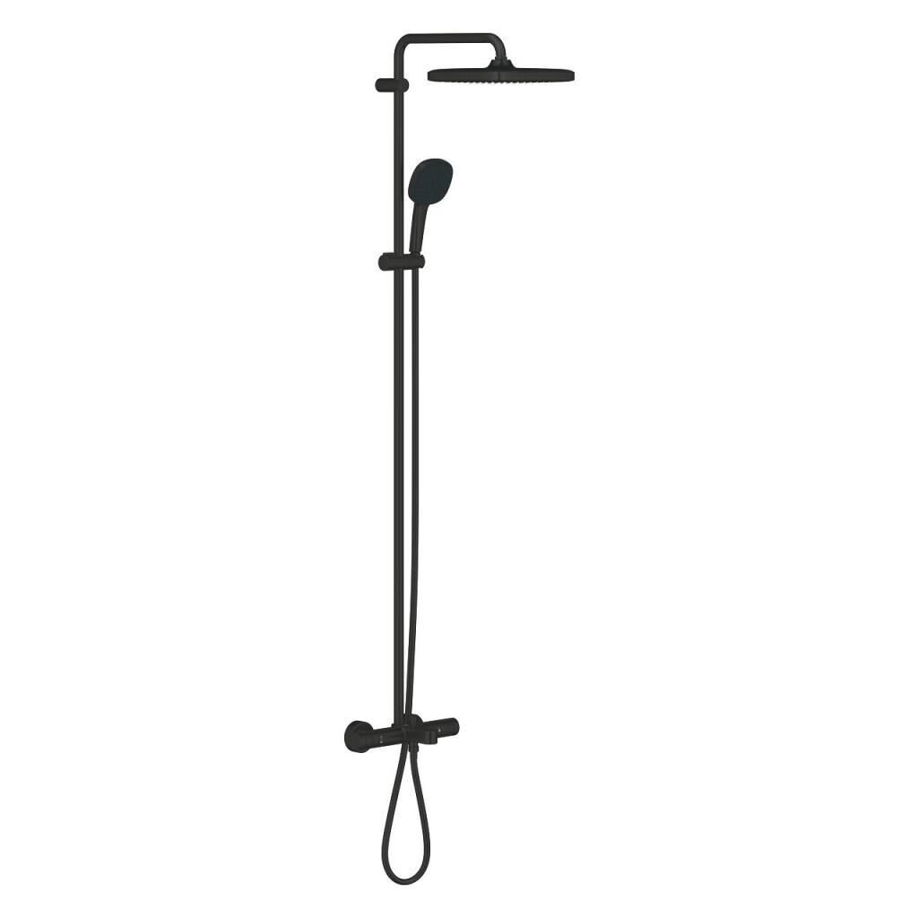 Grohe Tempesta System 250 Cube Duvara Monte Termostatik Bataryalı Duş Sistemi Mat Siyah - 266912431