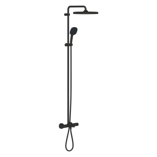 Grohe Tempesta System 250 Cube Duvara Monte Termostatik Bataryalı Duş Sistemi Mat Siyah - 266912431