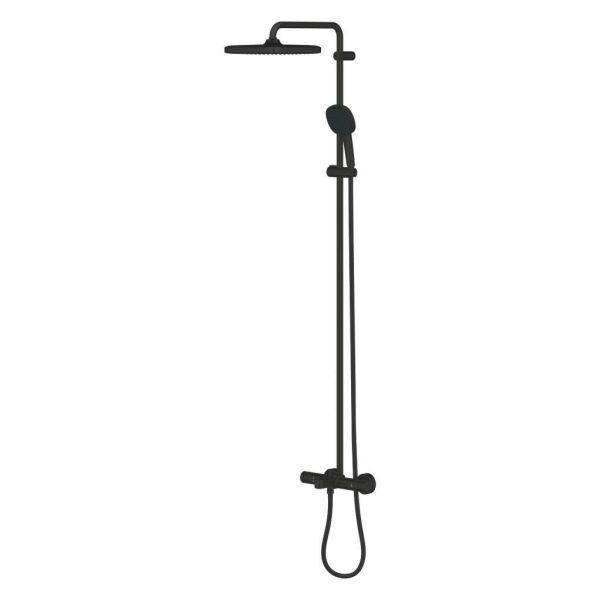 Grohe Tempesta System 250 Cube Duvara Monte Termostatik Bataryalı Duş Sistemi Mat Siyah - 266912431