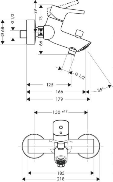 Hansgrohe Talis S Tek Kollu Banyo Bataryası - 72400000
