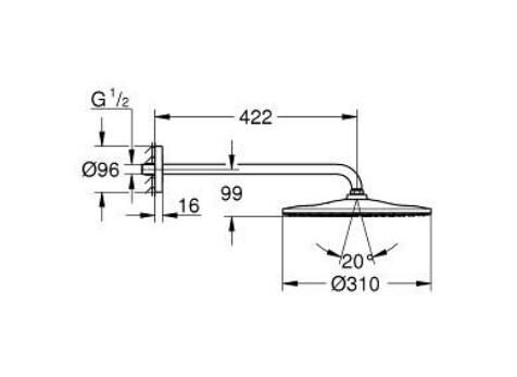 Grohe Rainshower Mono 310 Tepe Duşu Seti, 31 cm, Altın - 26558GL0