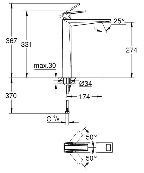 Grohe Allure Brilliant Private Collection Lavabo Bataryası XL Boyut Krom – 24418000