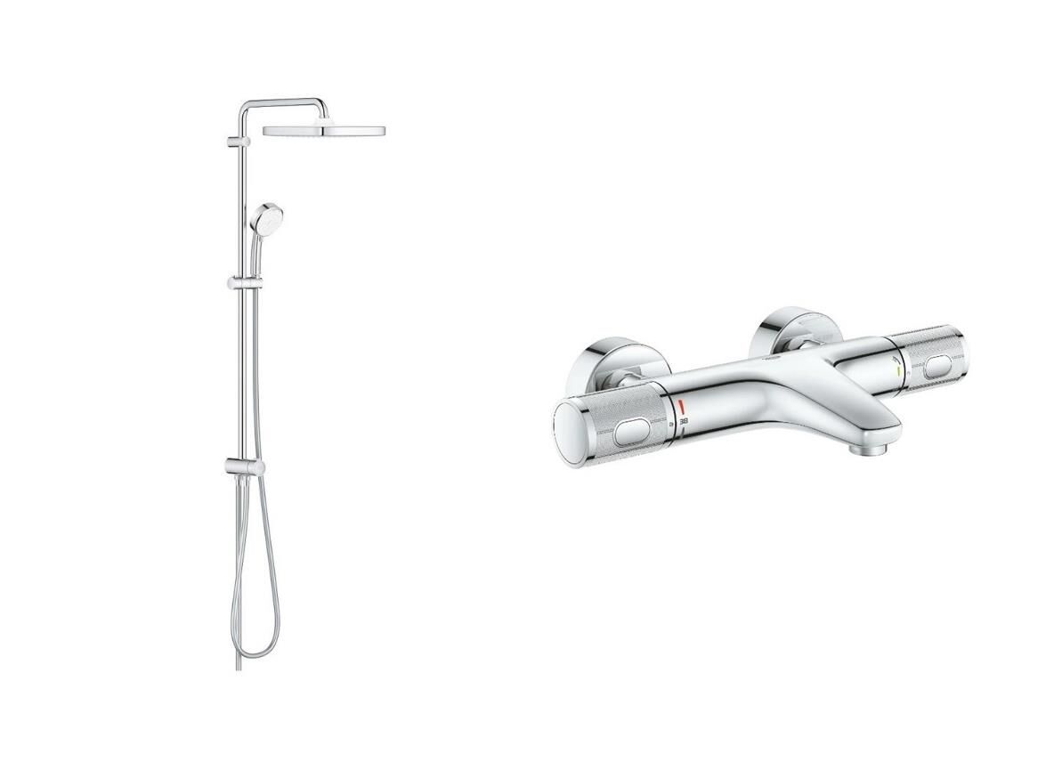 Grohe Tempesta 250 Kare Duş Seti (Duş kolonu + Termostatik Batarya) - 26694000SET