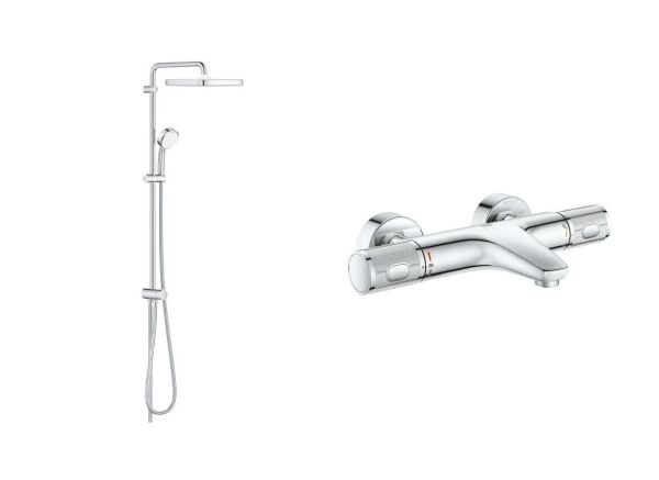 Grohe Tempesta 250 Kare Duş Seti (Duş kolonu + Termostatik Batarya) - 26694000SET
