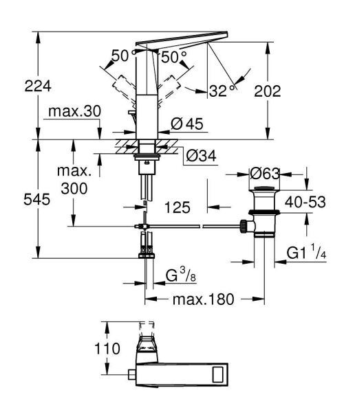 Grohe Allure Brilliant Private Collection Lavabo Bataryası L–Boyut Krom – 24414000