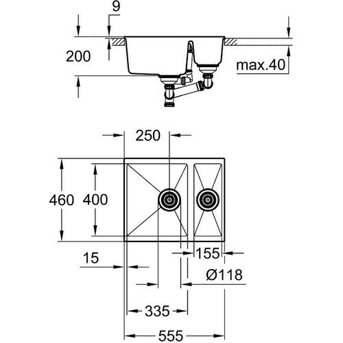 Grohe K500 Kuvars Kompozit Eviye 80 -C 116/50, Granit Gri Rengi - 31648AT0