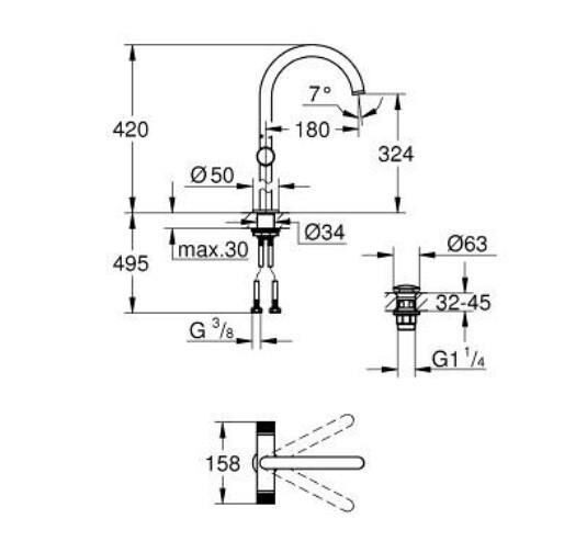 Grohe Atrio Private Collection Tek delikli lavabo bataryası 1/2″ XL-Boyut - 21142AL0