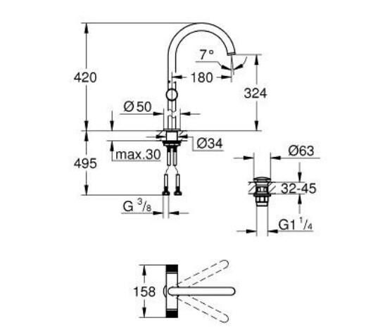 Grohe Atrio Private Collection Lavabo Bataryası 1/2’’ XL-Boyut Krom – 21142000