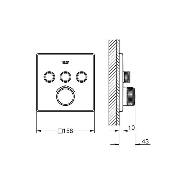Grohe Smartcontrol Üç Valfli Akış Kontrollü, Ankastre Termostatik Duş Bataryası - 29126AL0