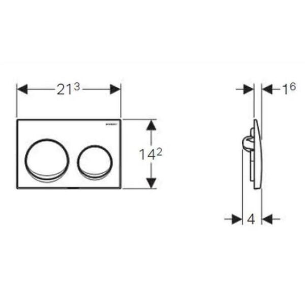 Geberit Alpha01 Kumanda Kapağı Çift Basmalı, Mat Krom - 115.035.46.1