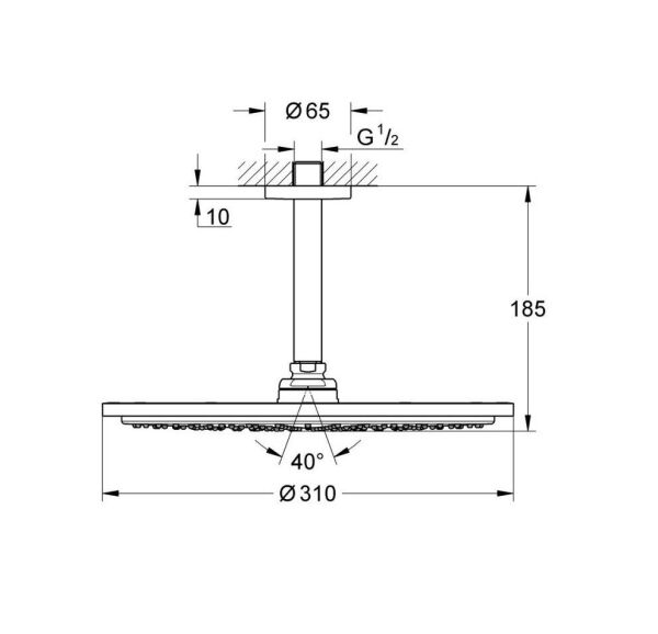 Grohe Rainshower Cosmopolitan 310 Tepe Duşu Seti 142 mm Tek Akışlı 26067DC0