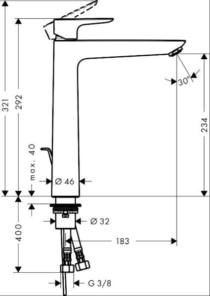 Hansgrohe Talis E Tek Kollu Lavabo Bataryası 240 Kumandalı - 71716000