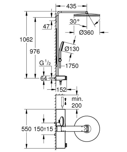 Grohe Rainshower Aqua Pure Duvara Monte Termostatik Bataryalı Duş Sistemi Warm Sunset – 100964DA00