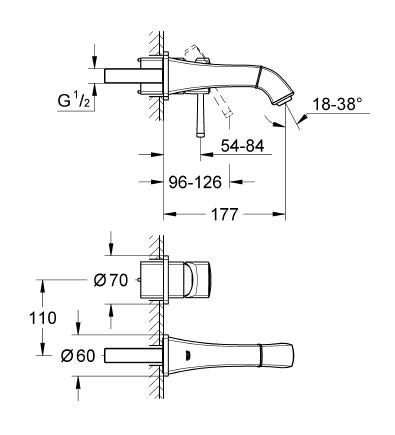 Grohe Grandera İki Delikli Duvardan Lavabo Bataryası - 19929000