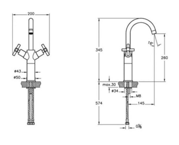 Artema Juno Lavabo Bataryası (Yüksek) Altın - A4085123