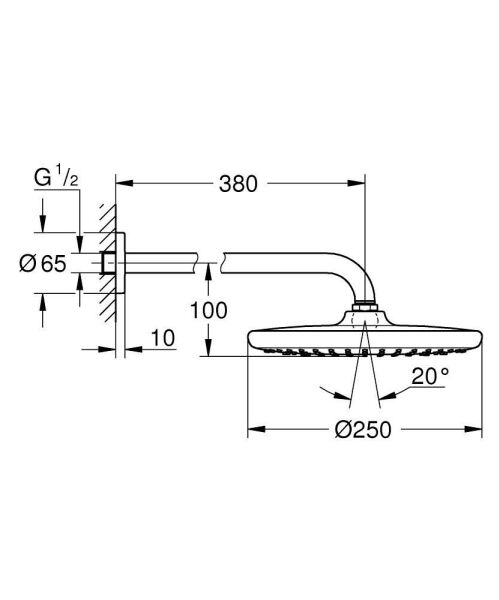 Grohe Tempesta 250 Tepe Duşu Set 380 Mm, 1 Akışlı Brushed Hard Graphite – 26663AL0