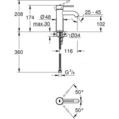 Grohe Essence Tek Kumandalı Lavabo Bataryası s-Boyut 23590BE1