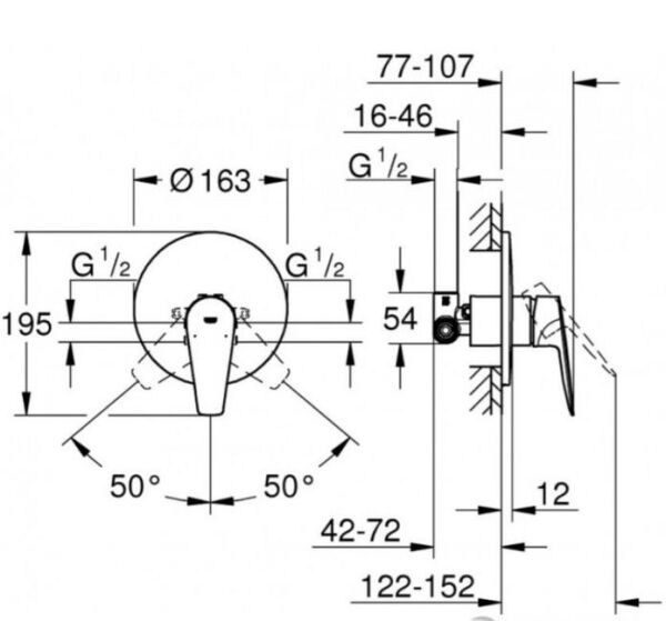 Grohe Bauedge Tek Kumandalı Banyo/Duş Bataryası - 29078001