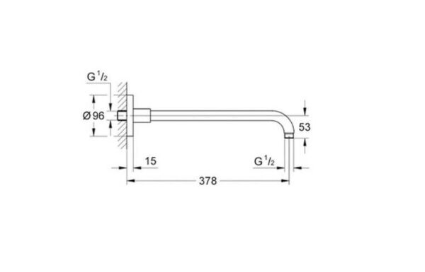 TEPE DUŞU DİRSEĞİ RAİHSHOWER MODERN KROM 38 CM.