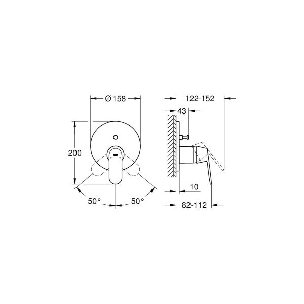 Grohe Eurosmart Cosmo. Ankastre Banyo Duş Bataryası 2 çıkışlı divertörlü- 24045000