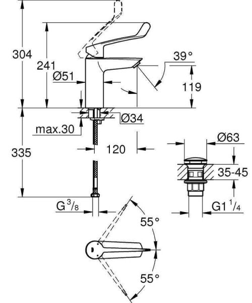 Grohe Eurosmart Tek Kumandalı Lavabo Bataryası M-Boyut - 23983003