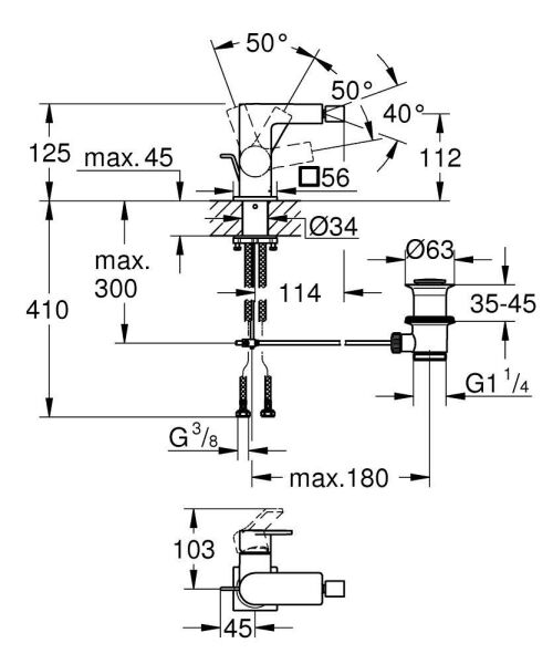 Grohe Allure Tek Kumandalı Bide Bataryası 1/2'' M - Boyut - 24160001
