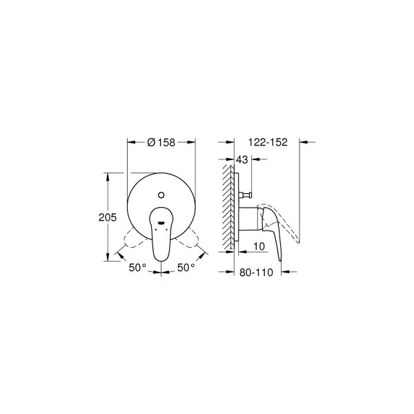 Grohe Eurostyle Ankastre Banyo Duş Bataryası 2 çıkışlı divertörlü- 24047003