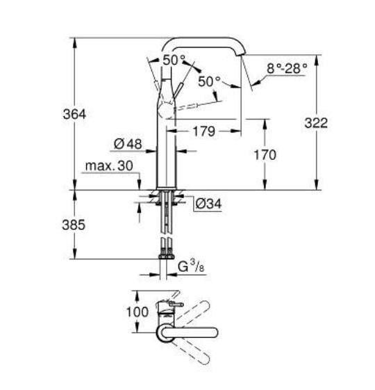 Grohe Essence New Tek Kumandalı Lavabo Bataryası Xl-Boyut (32901EN1)
