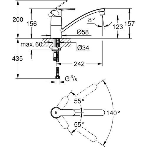 Eurostyle Cosmopolitan Tek Kumandalı Eviye Bataryası - 33977002