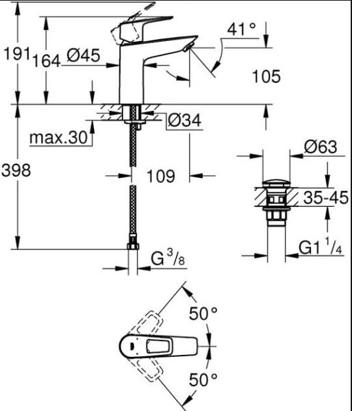 Grohe BauLoop Tek kumandalı lavabo bataryası M-Boyut - 23886001