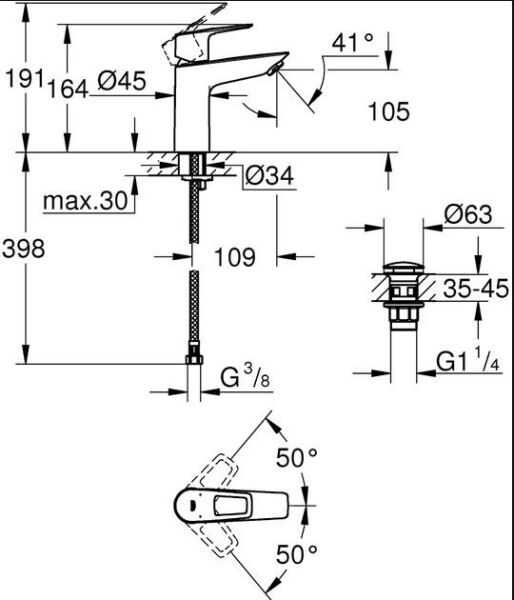 Grohe BauLoop Tek kumandalı lavabo bataryası M-Boyut - 23886001