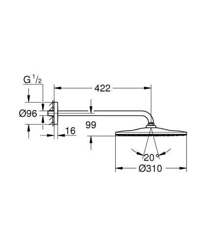 Grohe Rainshower Mono 310 Baş duş seti 422 mm, 1 püskürtme - 26558DC0