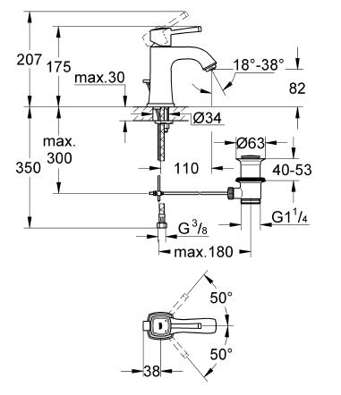 Grohe Lavabo Bataryası Grandera M-Boyut Krom - 23303000