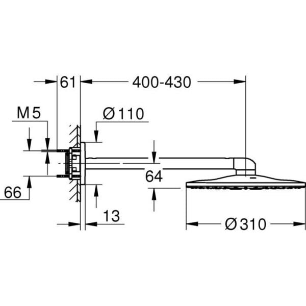 Grohe Rainshower SmartActive 310 Tepe duşu seti 430 mm, 2 akışlı - 26475A00