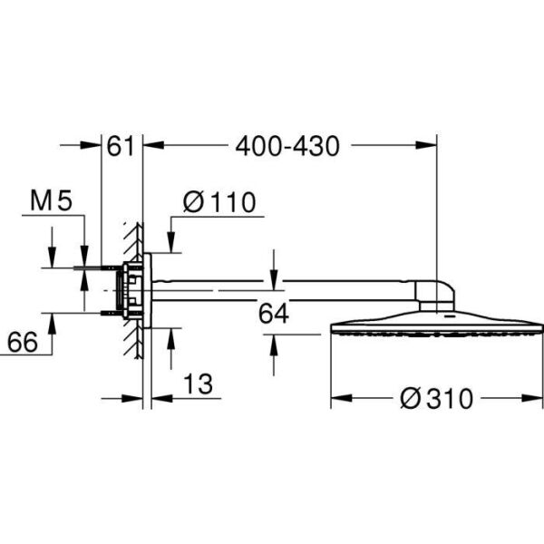 Grohe Rainshower SmartActive 310 Tepe duşu seti 430 mm, 2 akışlı - 26475A00